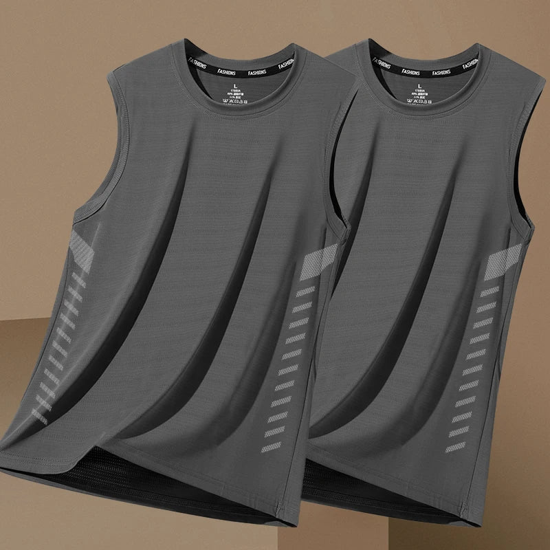 Men's Loose Ice Silk Svel Sports Vest Qui Dry Summer New Sle Running Baskeall Fitn Training Breathable Polyest...