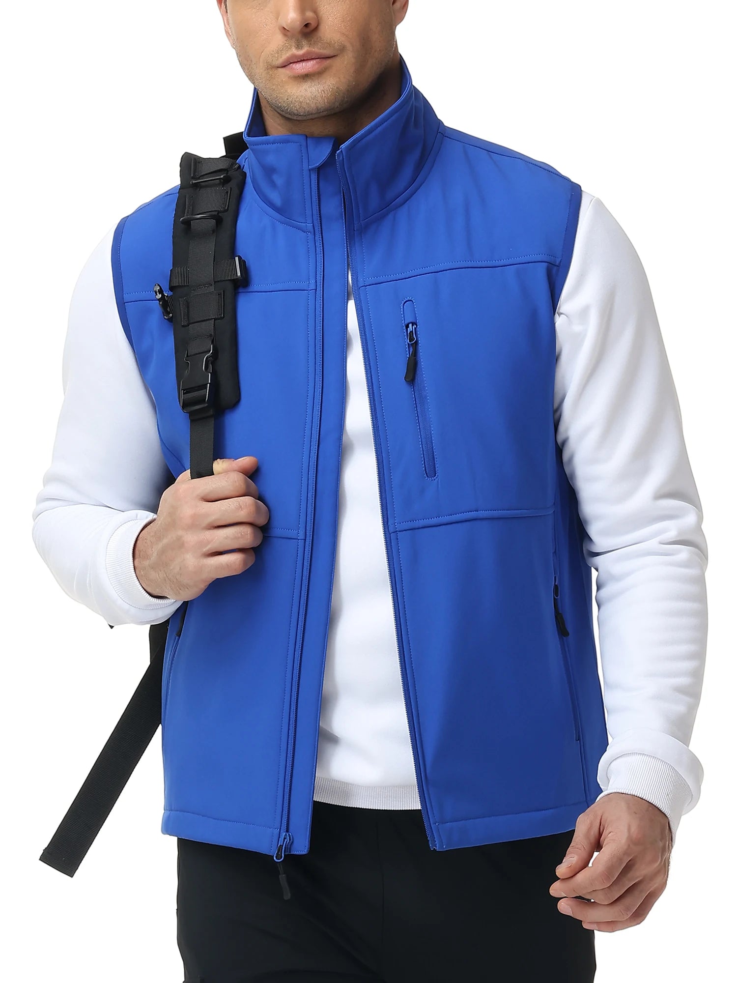 Men's Softshell Running Vest Outerwear Lightweight Windproof Sleeveless Jacket Coat for Daily Golf Cycling Hiking