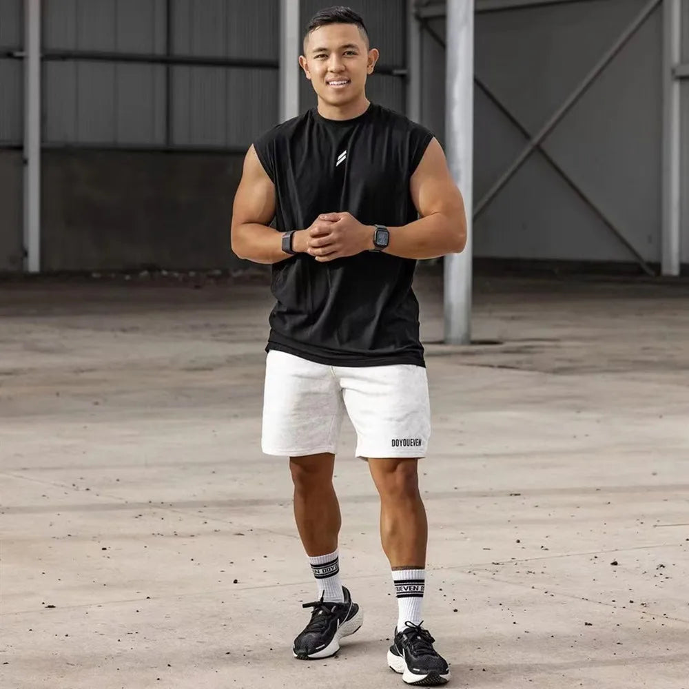Sleeveless T-shirt Men Quick-drying Fitness Bodybuilding Shirt Male Fashion Basketball Vest Mesh Breathable Summer Gym Tank Men