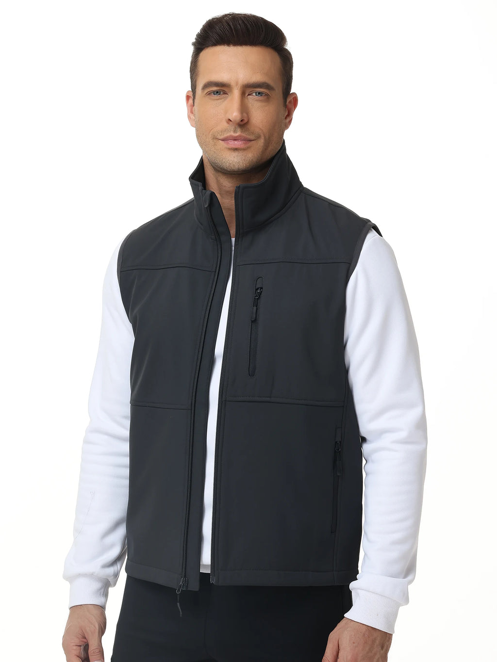Men's Softshell Running Vest Outerwear Lightweight Windproof Sleeveless Jacket Coat for Daily Golf Cycling Hiking