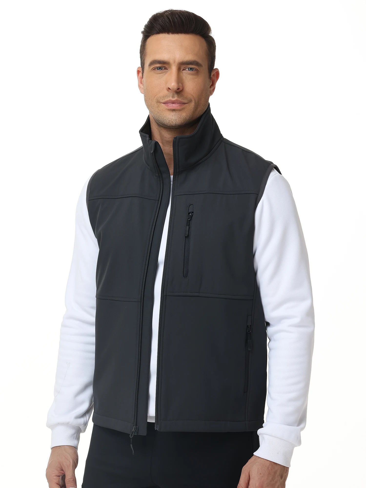 Men's Softshell Running Vest Outerwear Lightweight Windproof Sleeveless Jacket Coat for Daily Golf Cycling Hiking