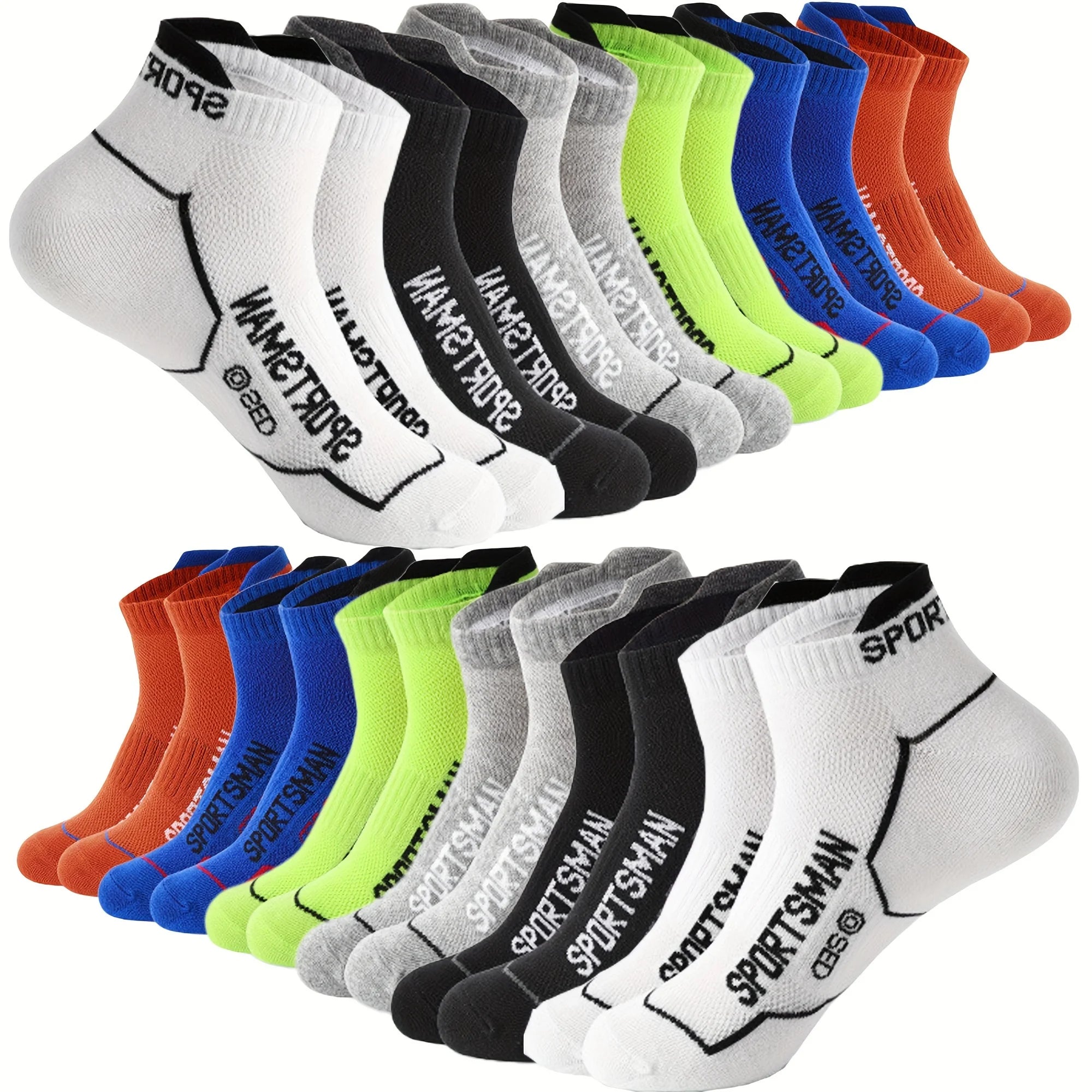 12 Pairs Men's Ankle Socks - Sports Mesh Running Socks with Moisture-Wicking, Low-Cut Casual Socks for All-Season Wear