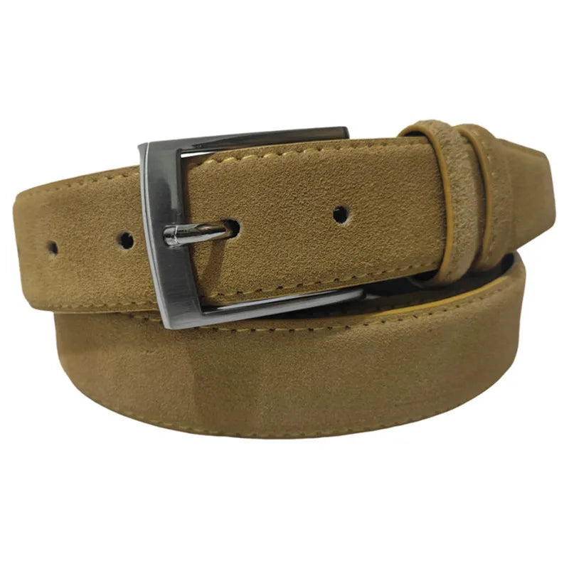 Sude Belt Cow Genuine Leather For Man And Lady With Oxford Fabric Strap Genuine Leather Luxury Pin Buckle Blue Belts