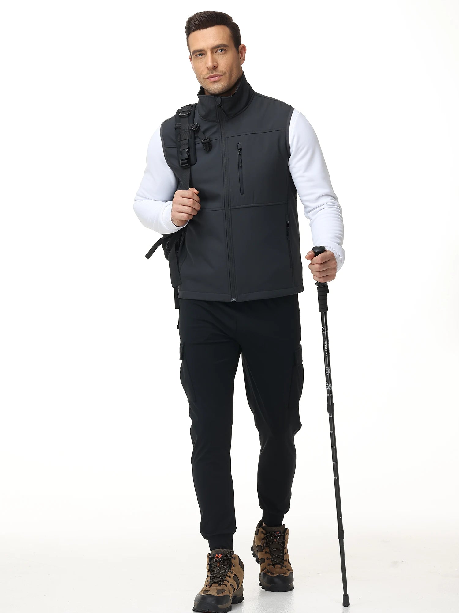 Men's Softshell Running Vest Outerwear Lightweight Windproof Sleeveless Jacket Coat for Daily Golf Cycling Hiking