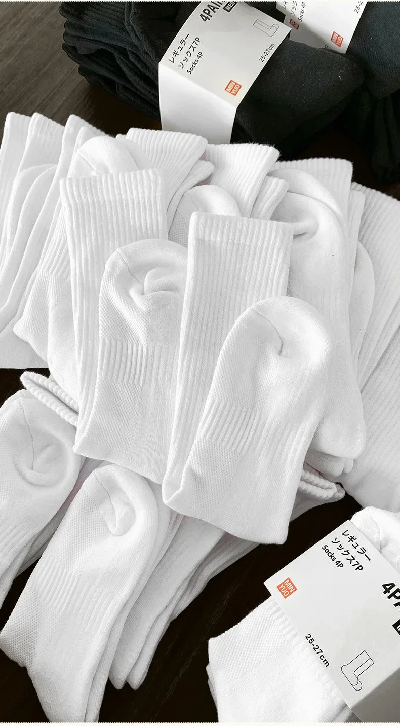 Thickened Cotton Sports Socks For Men Mid-Calf Basketball Stockings Sweat Absorbent Anti-Odor Running Socks Pure Cotton Towel Bo
