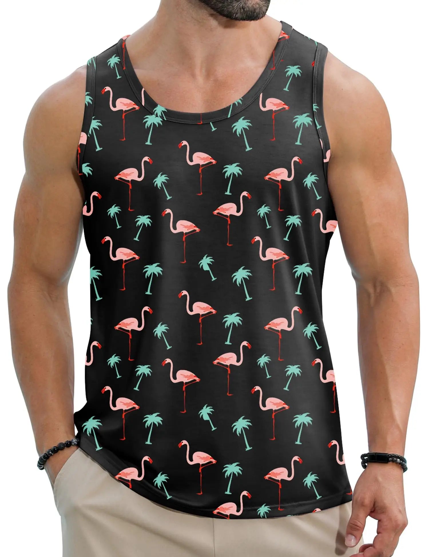 2024 New Summer Fashion Men's Sleeveless T-Shirt Classic Hawaiian Beach Coconut Print Men's Vest Extreme Sports Surf Vest