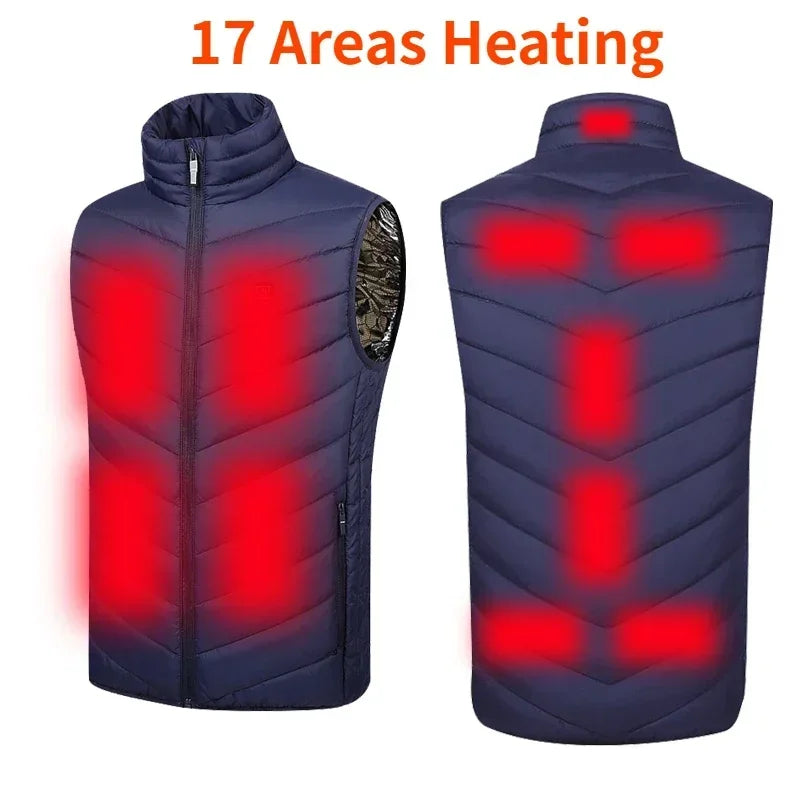 21 Areas Heated Vest Men's New Winter Jacket Usb Graphene Heating Clothes Women's Ski Camping Waterproof Thick Sleeveless Coat