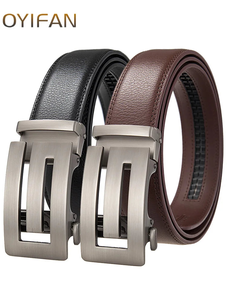 OYIFAN Men's Belt Genuine leather belt Man's high quality luxury business automatic belt Adjustable designer belt for men