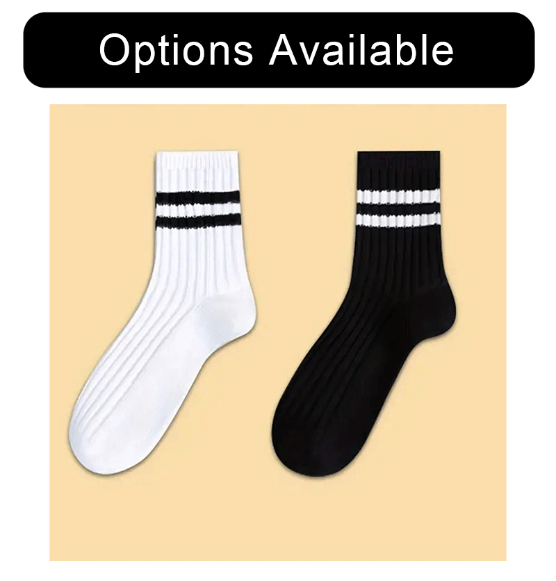 6/10/15/20 Pairs Men Socks Spring Autumn Casual Black White Striped Socks Breathable Mid Tube Sock High-quality Round Neck Socks