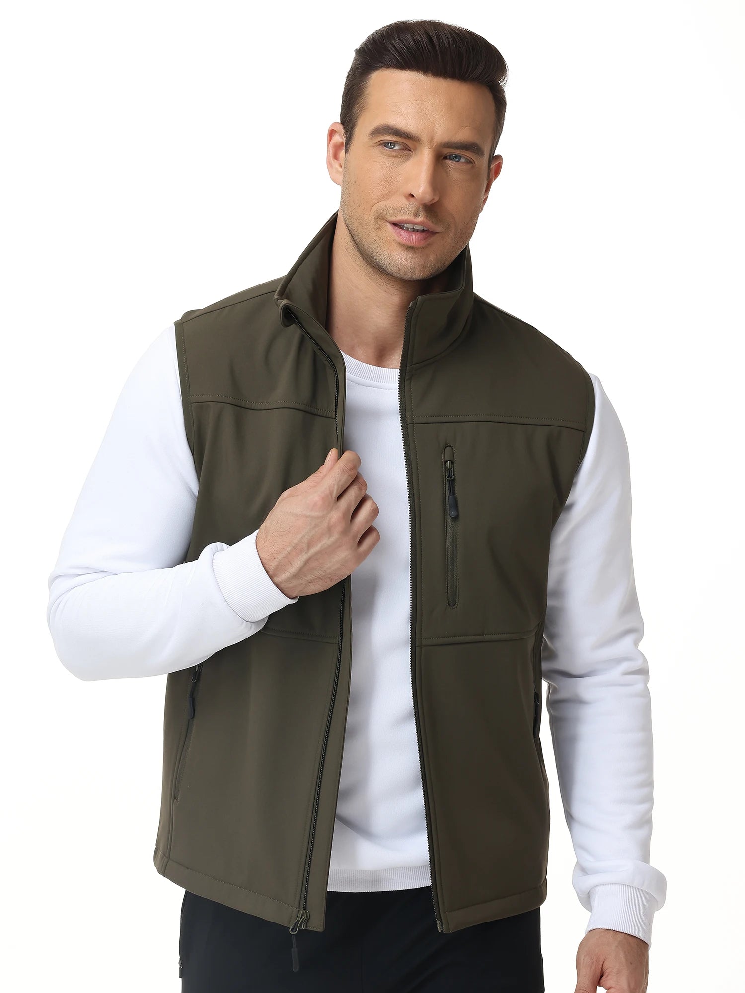 Men's Softshell Running Vest Outerwear Lightweight Windproof Sleeveless Jacket Coat for Daily Golf Cycling Hiking