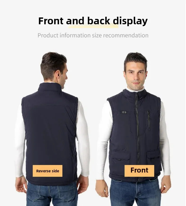 11 Areas Winter Men's Heating Vest Double Control Electric Warmth Outerwear Jacket Outdoor Anti-Cold Warm Camping Waistcoat