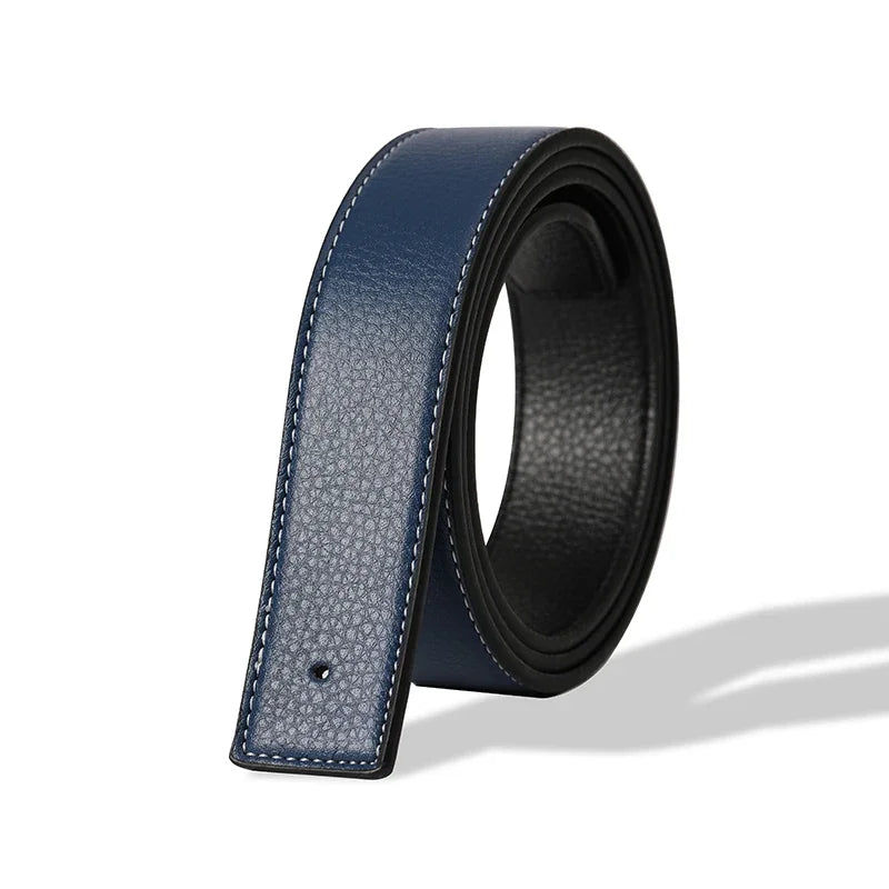 3.8cm PU Leather No-Buckle Belt - Unisex Smooth Pin Fastening Waistband for Men & Women, High-Quality Adjustable Strap