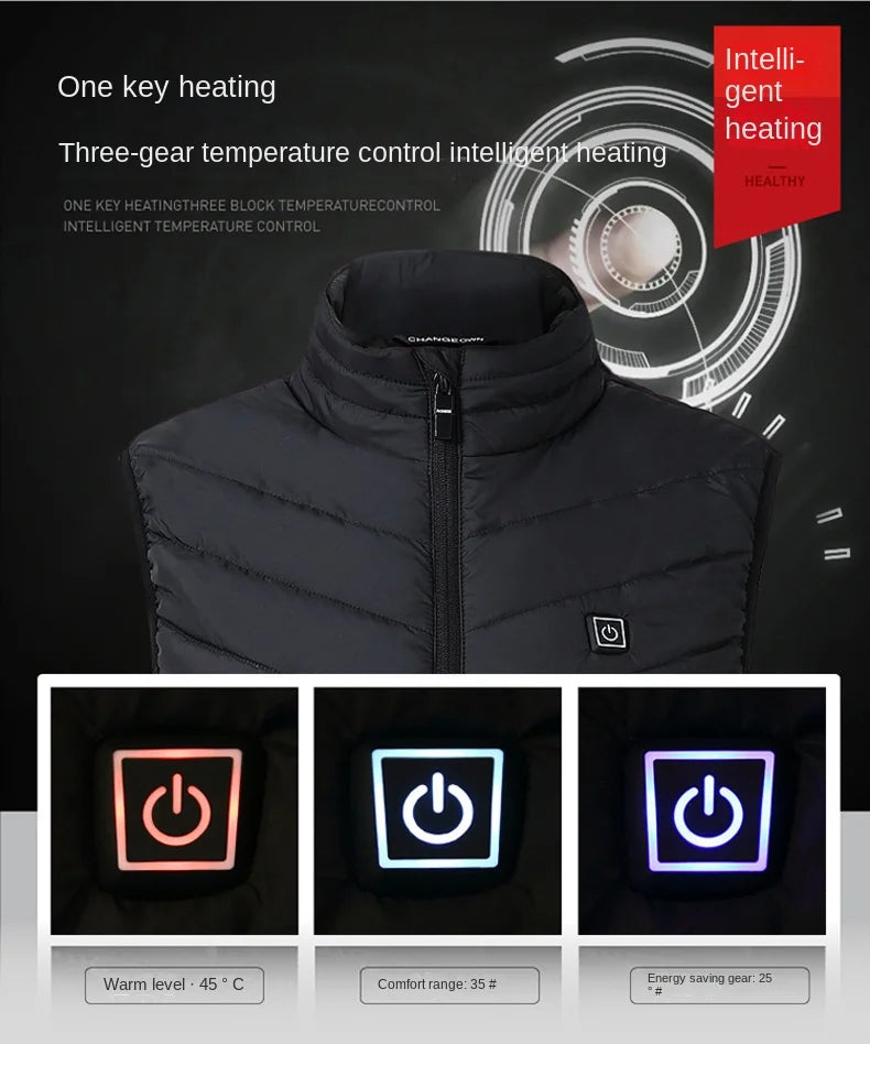 21 Heating Areas Jacket Men's Winter USB Electric Heating Warm Sleeveless Padded vest Infrared Heating Clothes Men Snow Ski Vest