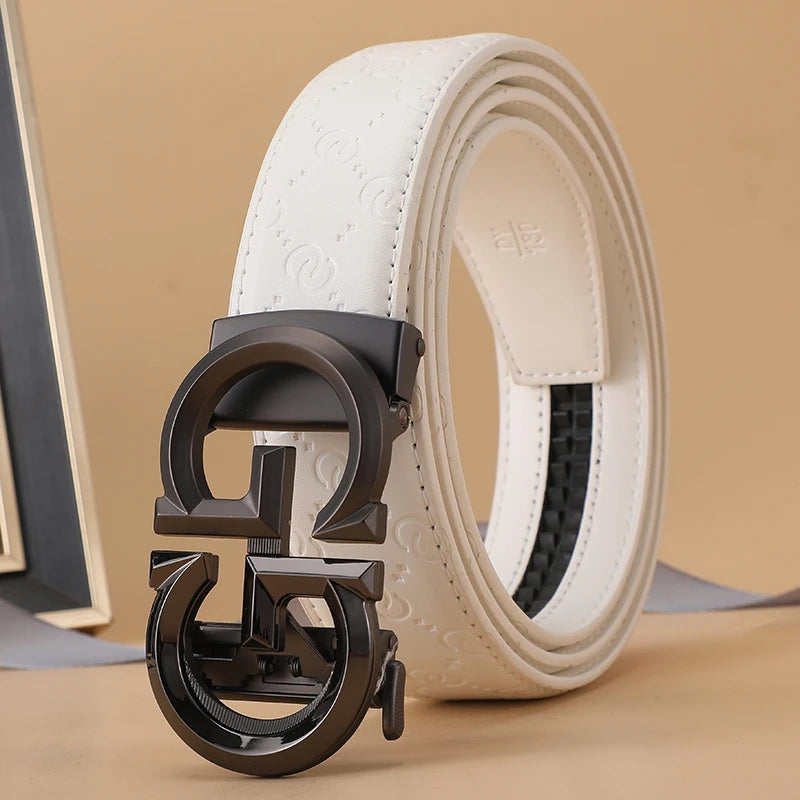 High Quality Casual 34mm Men's Belt Designer Genuine Leather Belts Strap Male Metal Smooth Buckle Fashion men belt for jeans