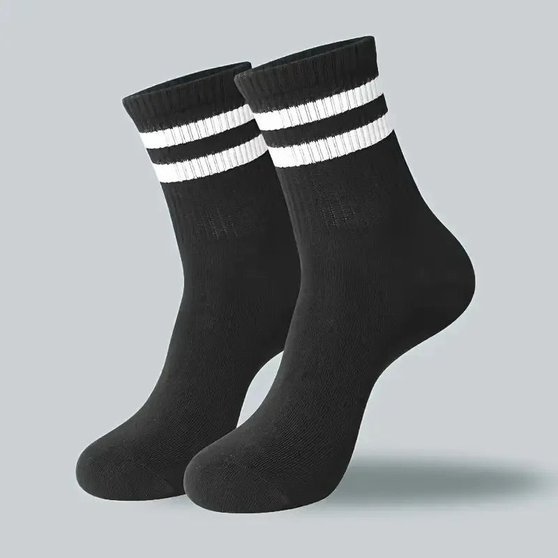6/10/20 Pairs Men Women Striped Round Neck Socks Spring Autumn Breathable Odor Proof Sweat Absorbing All-Season Casual Socks
