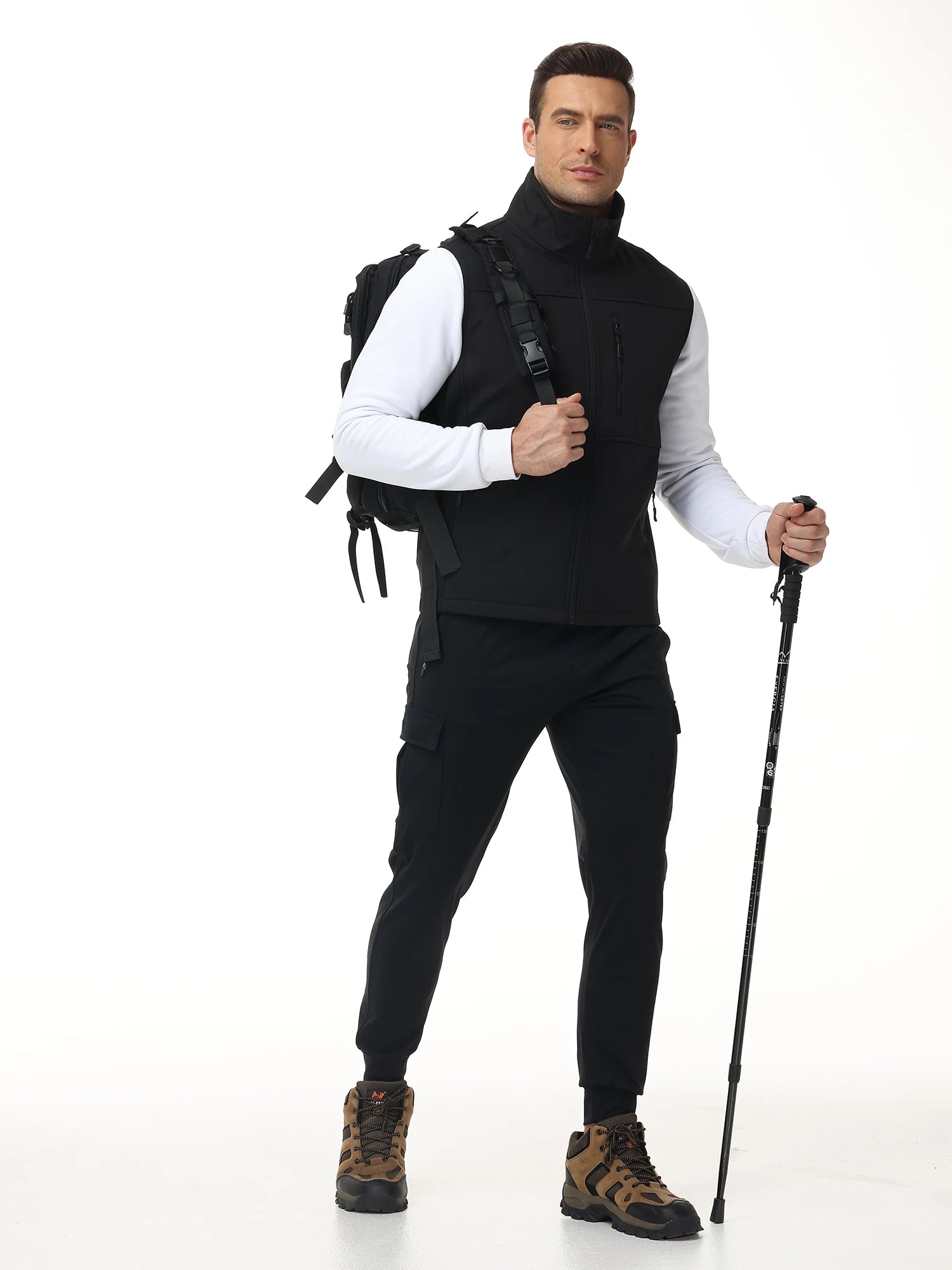 Men's Softshell Running Vest Outerwear Lightweight Windproof Sleeveless Jacket Coat for Daily Golf Cycling Hiking
