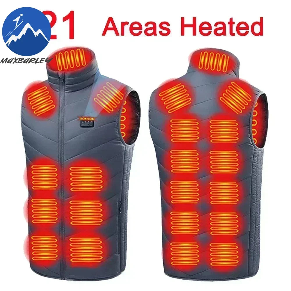 17 Zone Heating Vest Men's USB Infrared Thermal Jacket Smart Heating Clothes New Winter Cold-proof Thick Sleeveless Coat Hiking