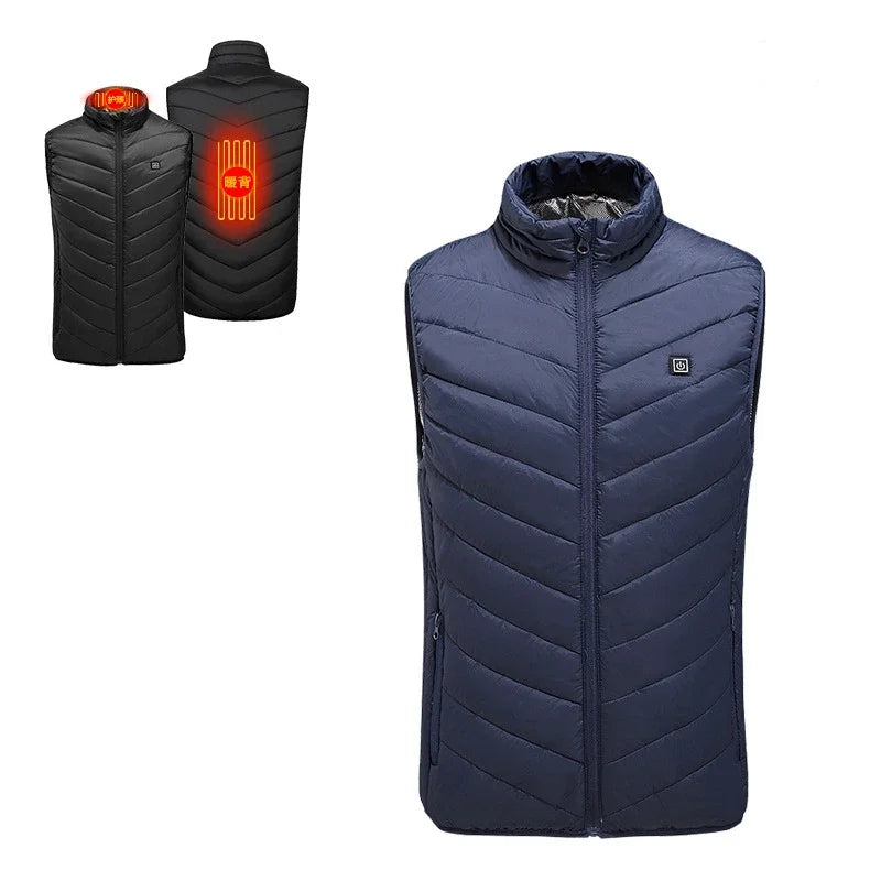17 Zone Heating Vest Men's USB Infrared Thermal Jacket Smart Heating Clothes New Winter Cold-proof Thick Sleeveless Coat Hiking