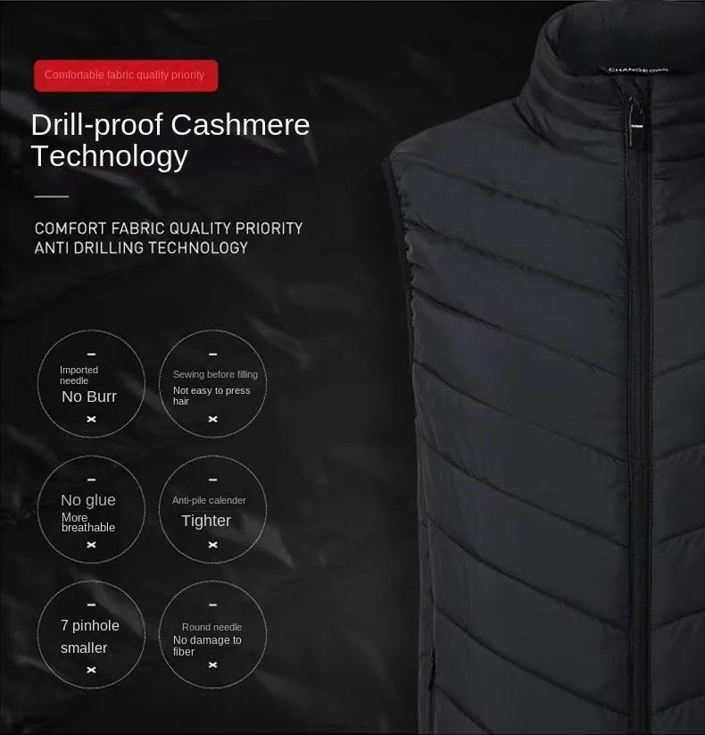 17 Zone Heating Vest Men's USB Infrared Thermal Jacket Smart Heating Clothes New Winter Cold-proof Thick Sleeveless Coat Hiking