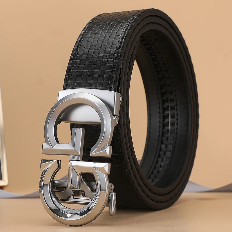 High Quality Casual 34mm Men's Belt Designer Genuine Leather Belts Strap Male Metal Smooth Buckle Fashion men belt for jeans