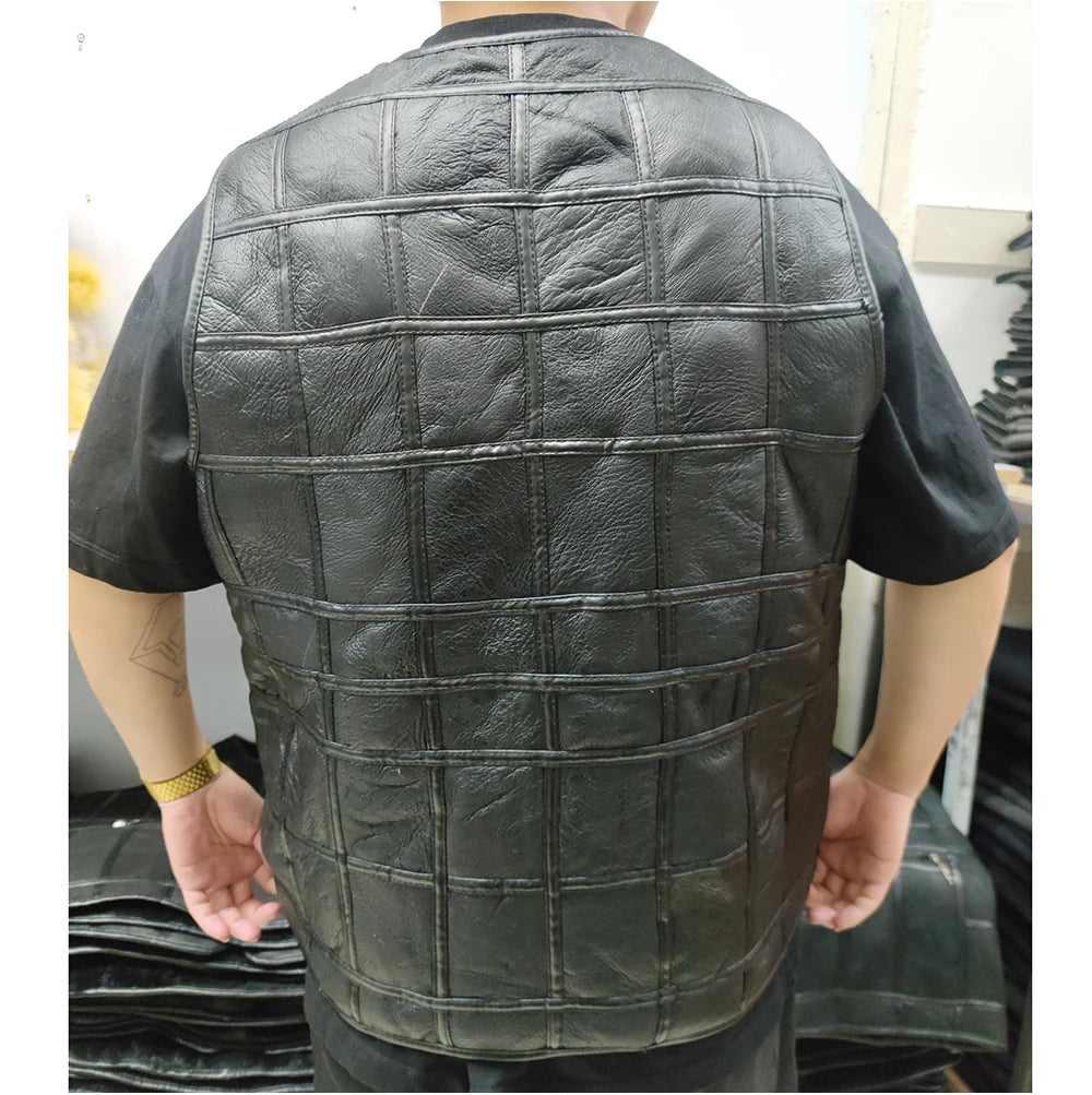 2025  New Style Men's Leather Vest Full-Grain Sheepskin Autumn and Winter Multi-Pocket Casual Fur Integrated Warm Vest