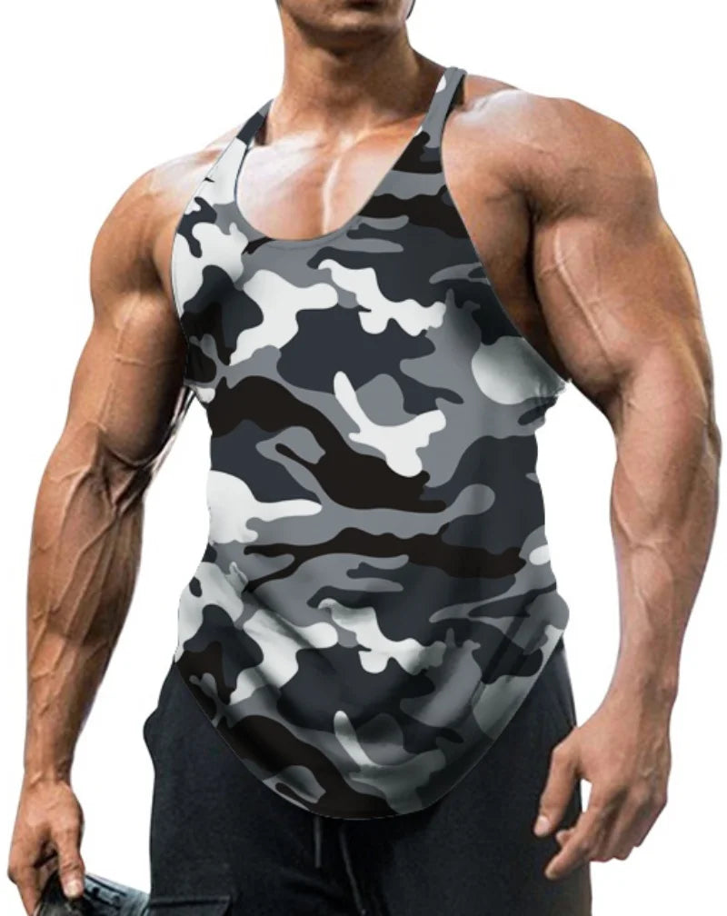 Men's Thin Camouflage Sleeveless  Vintage Sports Fitness Training Vest