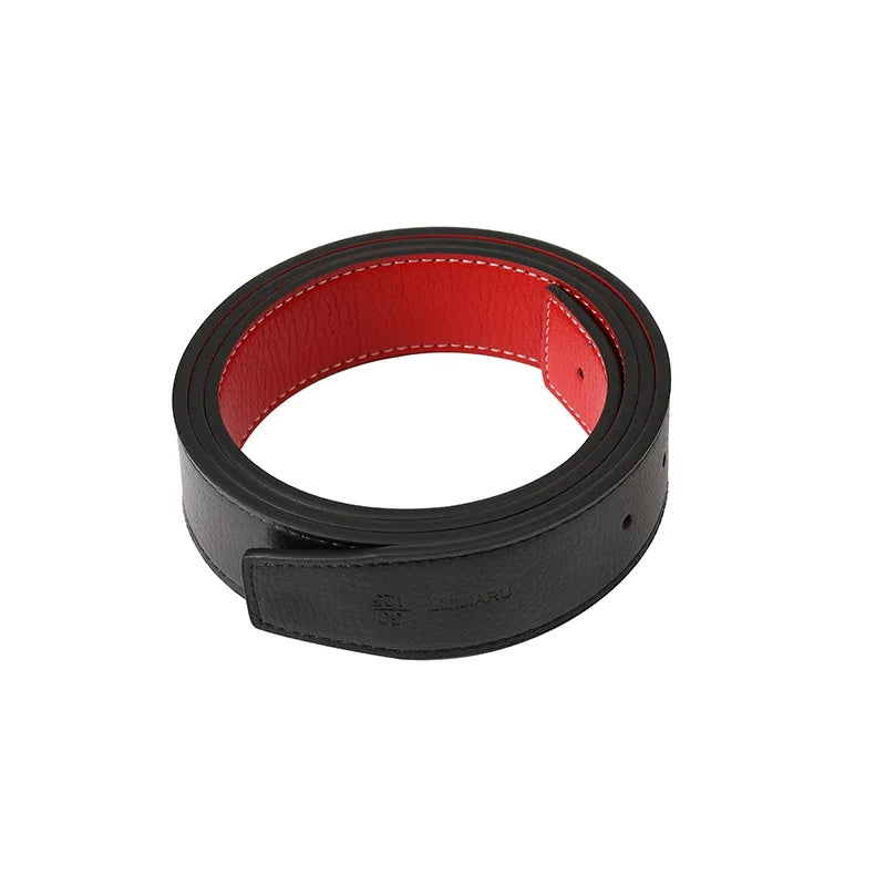 3.8cm PU Leather No-Buckle Belt - Unisex Smooth Pin Fastening Waistband for Men & Women, High-Quality Adjustable Strap