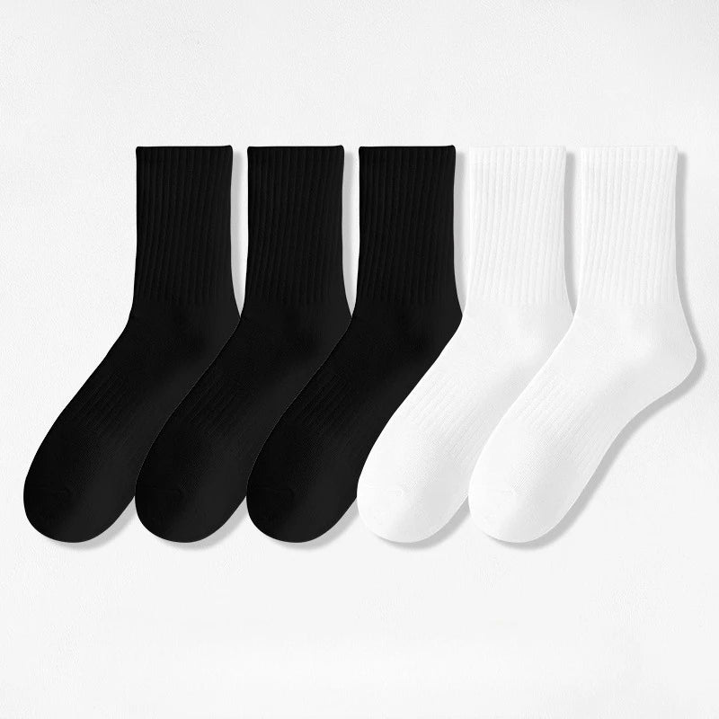 1/5Pairs New Men Cotton New Style White Socks Men Soft Breathable Sports Long Socks Summer Winter for Male Socks Plus Size