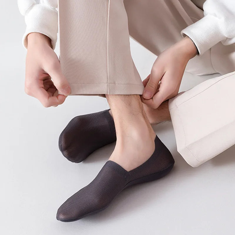 3Pairs Men Boat Socks Thin Breathable Soft Casual Summer Invisible Sock High Quality Solid Color Silicone Non-slip Low Cut Sox