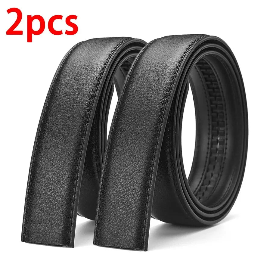 2Pcs Men's Belt Without Buckle 3.5cm/1.37inch Width Brand High End Belts Black Soft PU Leather Men Belts Body No Buckle Strap