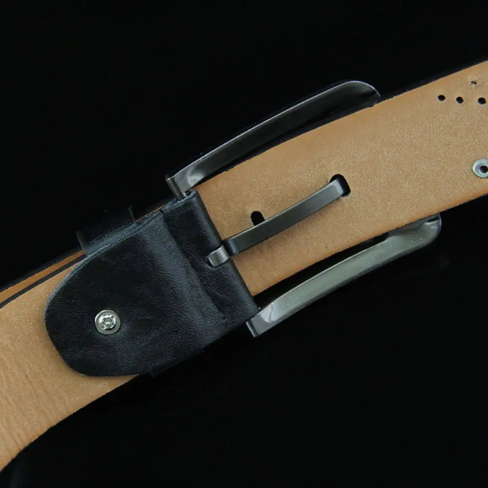 Simple Leather Men's Belt Luxury High Quality Classic Buckle Business Cowboy Vintage Waistband Alloy Belts