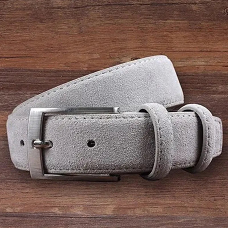 Sude Belt Cow Genuine Leather For Man And Lady With Oxford Fabric Strap Genuine Leather Luxury Pin Buckle Blue Belts
