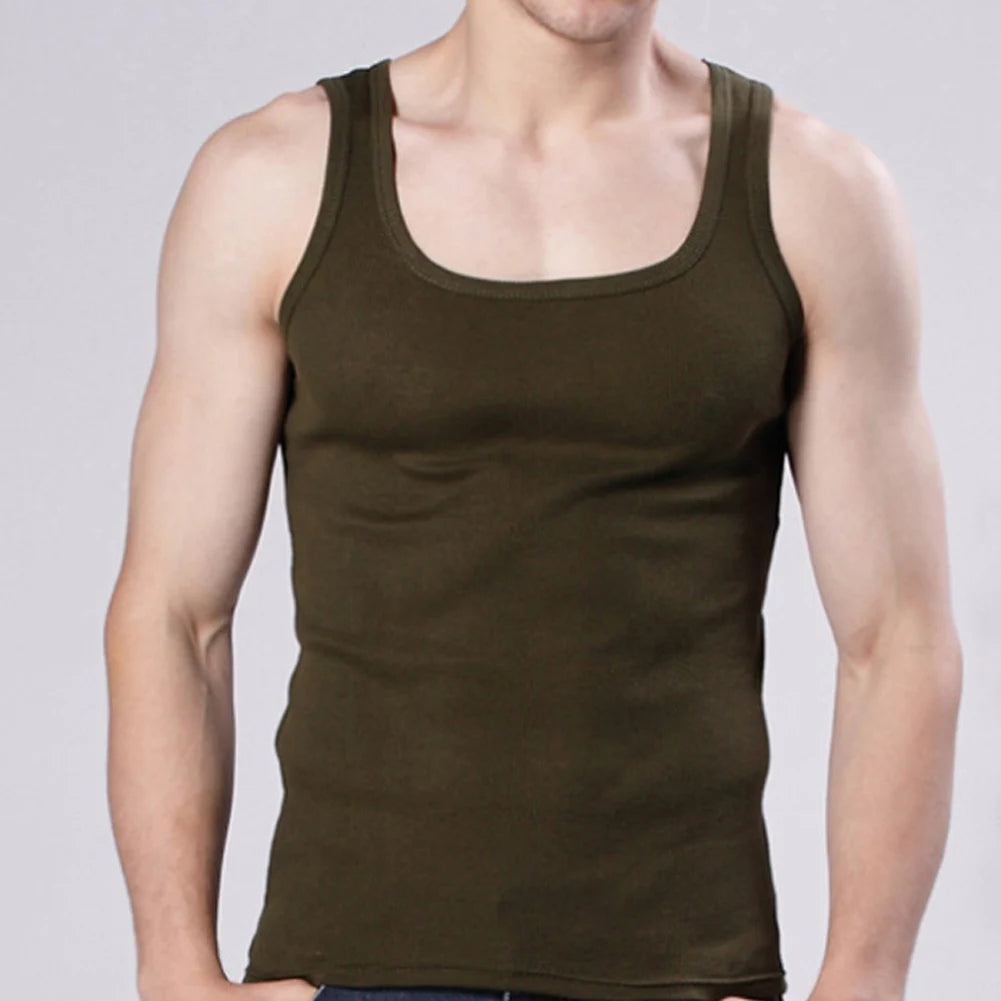2024 New Men's Pure Cotton Tight Vest Casual Sports Tank Tops Middle-aged Sleeveless Basic Tops Quick Drying Bodybuilding Vest