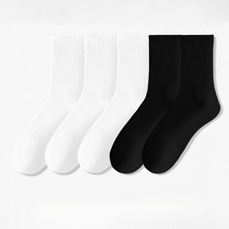 1/5Pairs New Men Cotton New Style White Socks Men Soft Breathable Sports Long Socks Summer Winter for Male Socks Plus Size