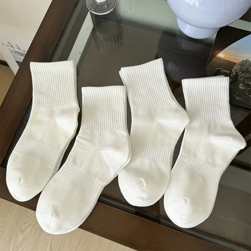 1/5Pairs New Men Cotton New Style White Socks Men Soft Breathable Sports Long Socks Summer Winter for Male Socks Plus Size