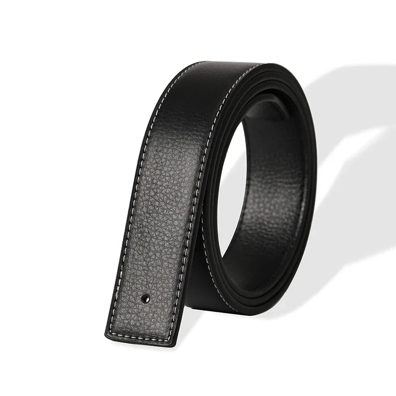 3.8cm PU Leather No-Buckle Belt - Unisex Smooth Pin Fastening Waistband for Men & Women, High-Quality Adjustable Strap
