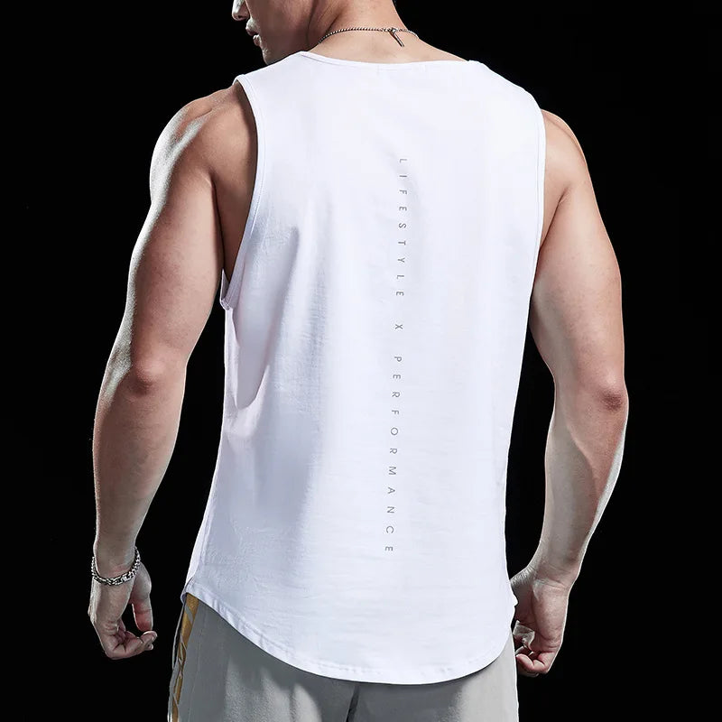 Men's Fitness Sports Tank Tops Man Gyms Workout Clothing Sleeveles Shirt Casual Summer Loose Undershirt Basketball Running Vest