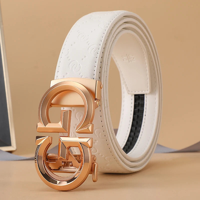 High Quality Casual 34mm Men's Belt Designer Genuine Leather Belts Strap Male Metal Smooth Buckle Fashion men belt for jeans