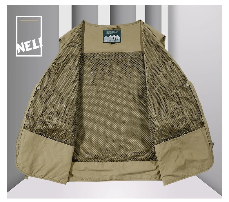 FGKKS 2023 Outdoor Leisure Vest Men's New Multi-Pocket Breathable Outdoor Sports Coat High-Quality Design Leisure Vest Men