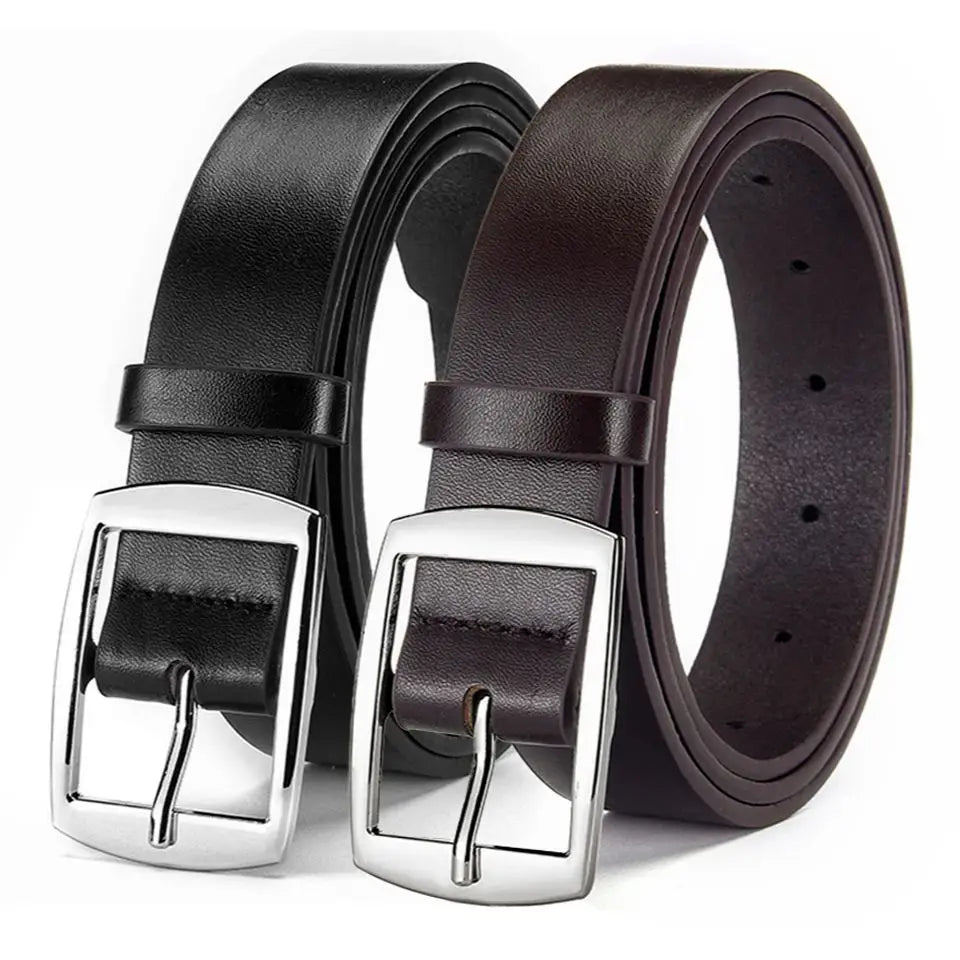 New Luxury Belt for Men PU Leather Belt Metal Pin Buckle High Quality Famous Brand Designer Waist Strap Belt for Jeans Plus Size