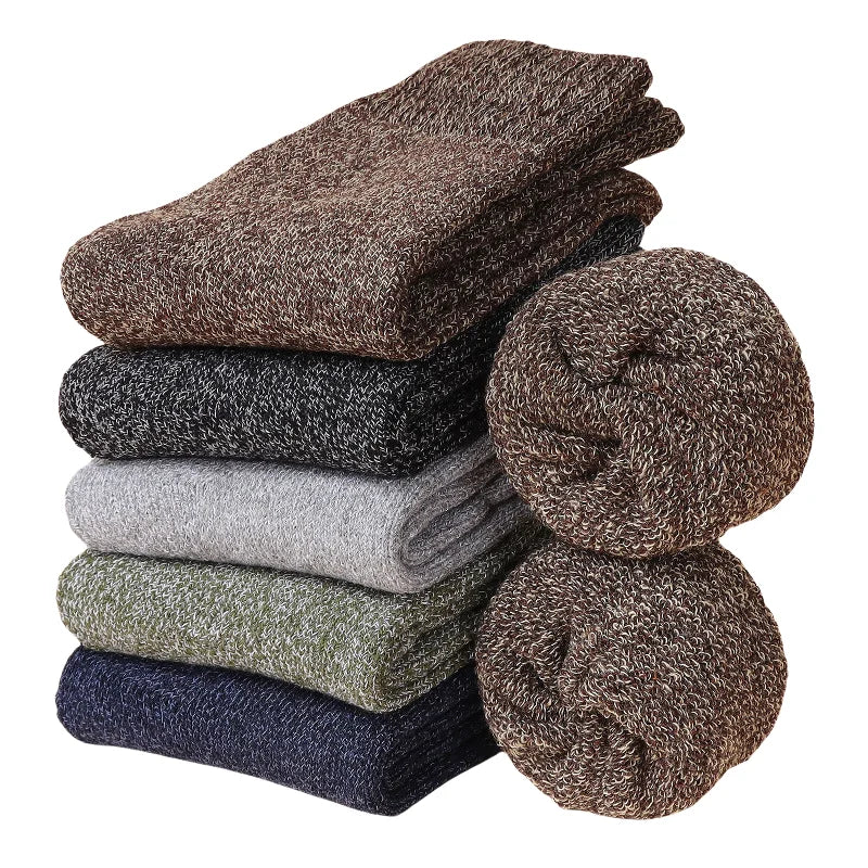 5pairs Unisex Ethnic Style Vintage Thick Wool Warm Crew Men Socks Soft Ultra-Comfortable High Quality Breathable Women's Sock