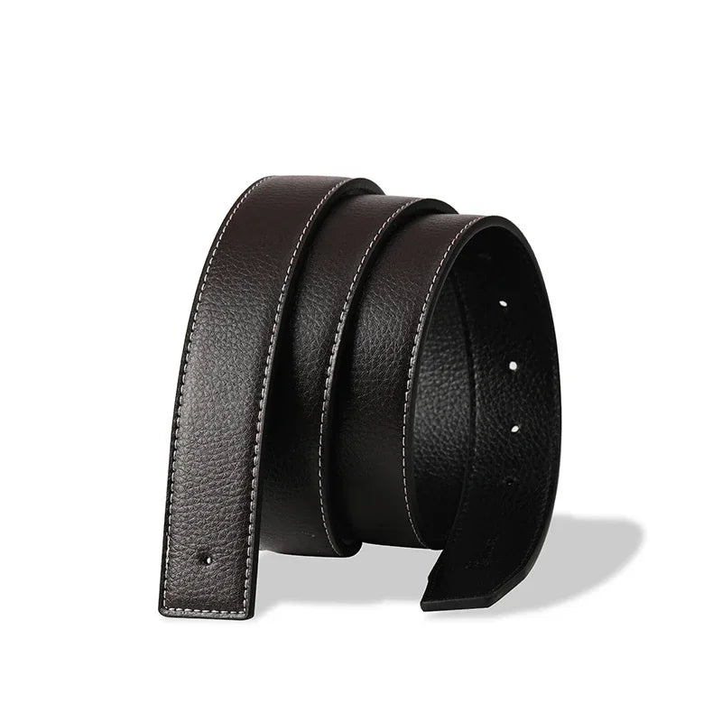 3.8cm PU Leather No-Buckle Belt - Unisex Smooth Pin Fastening Waistband for Men & Women, High-Quality Adjustable Strap