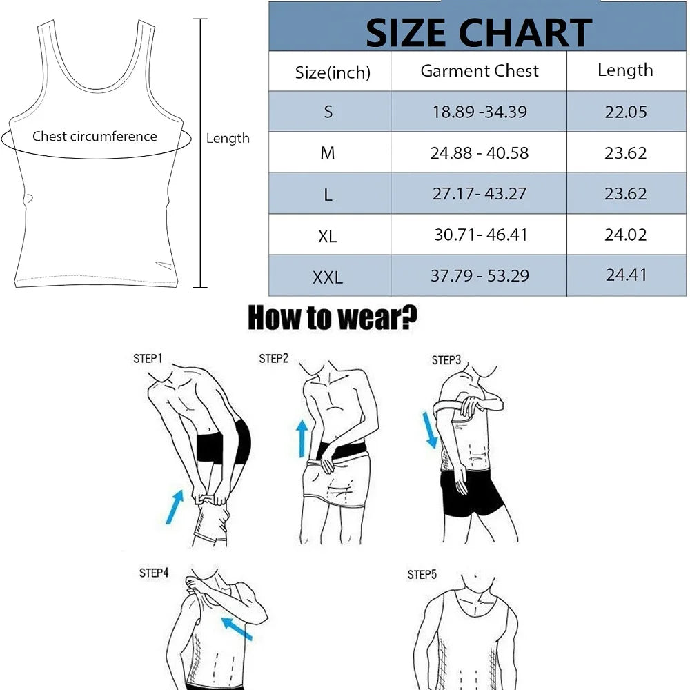 Mens Slimming Body Shaper Vest Shirt Abs Abdomen Slim Gym Workout Tummy Control Compression Tank Top Sleeveless Shapewear