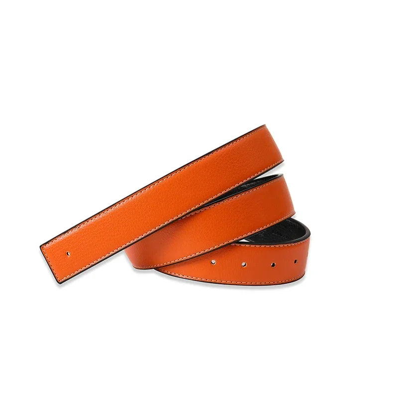 3.8cm PU Leather No-Buckle Belt - Unisex Smooth Pin Fastening Waistband for Men & Women, High-Quality Adjustable Strap
