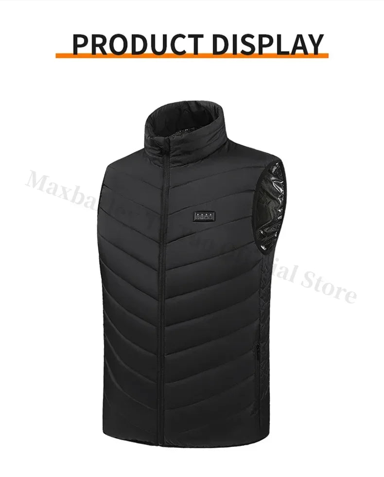 21 Areas Men's Heating Vest Jacket Winter USB Smart Electric Sleeveless Jacket Self-heating Clothes Women Snow Warm Padded Coat