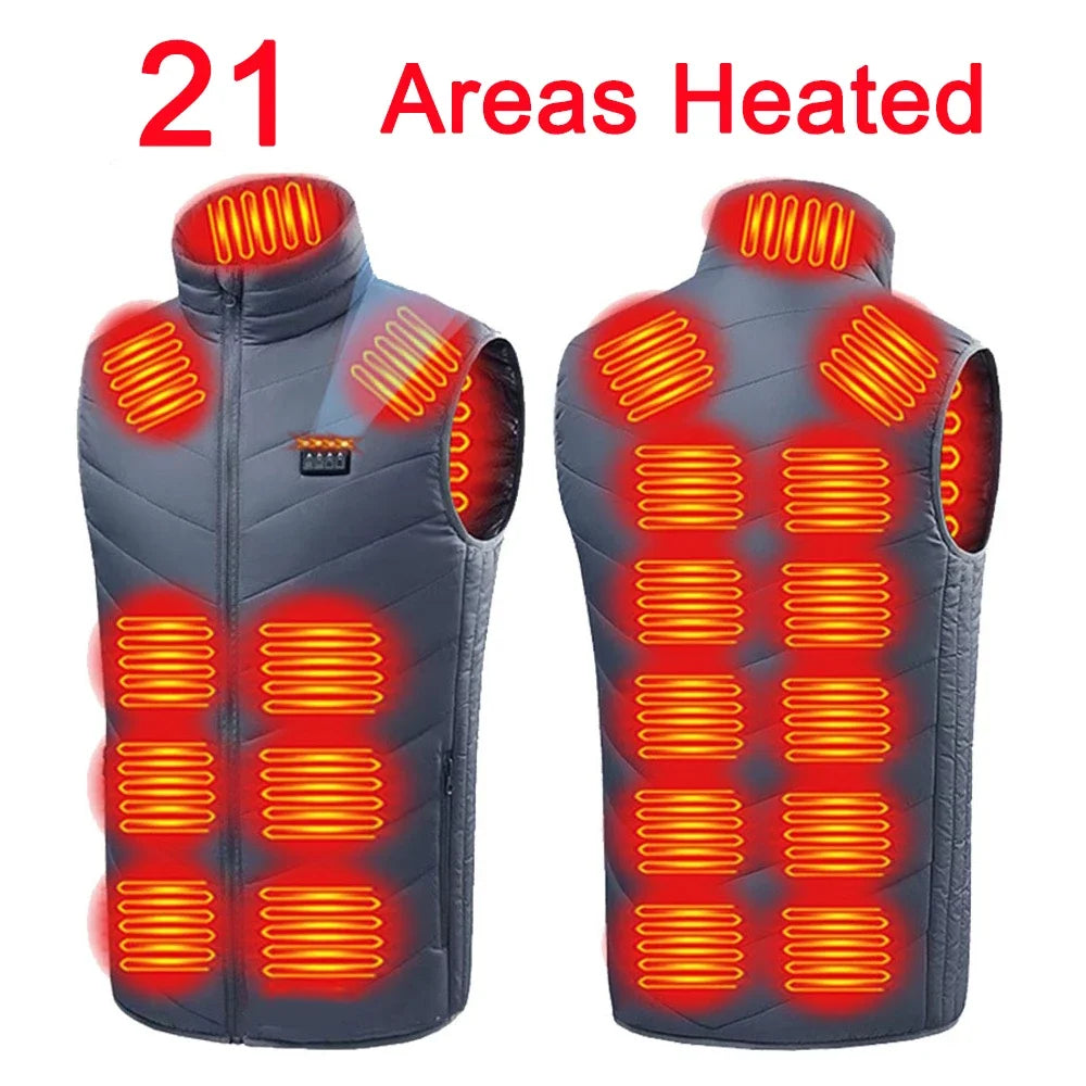 17 Zone Heating Vest Men's USB Infrared Thermal Jacket Smart Heating Clothes New Winter Cold-proof Thick Sleeveless Coat Hiking