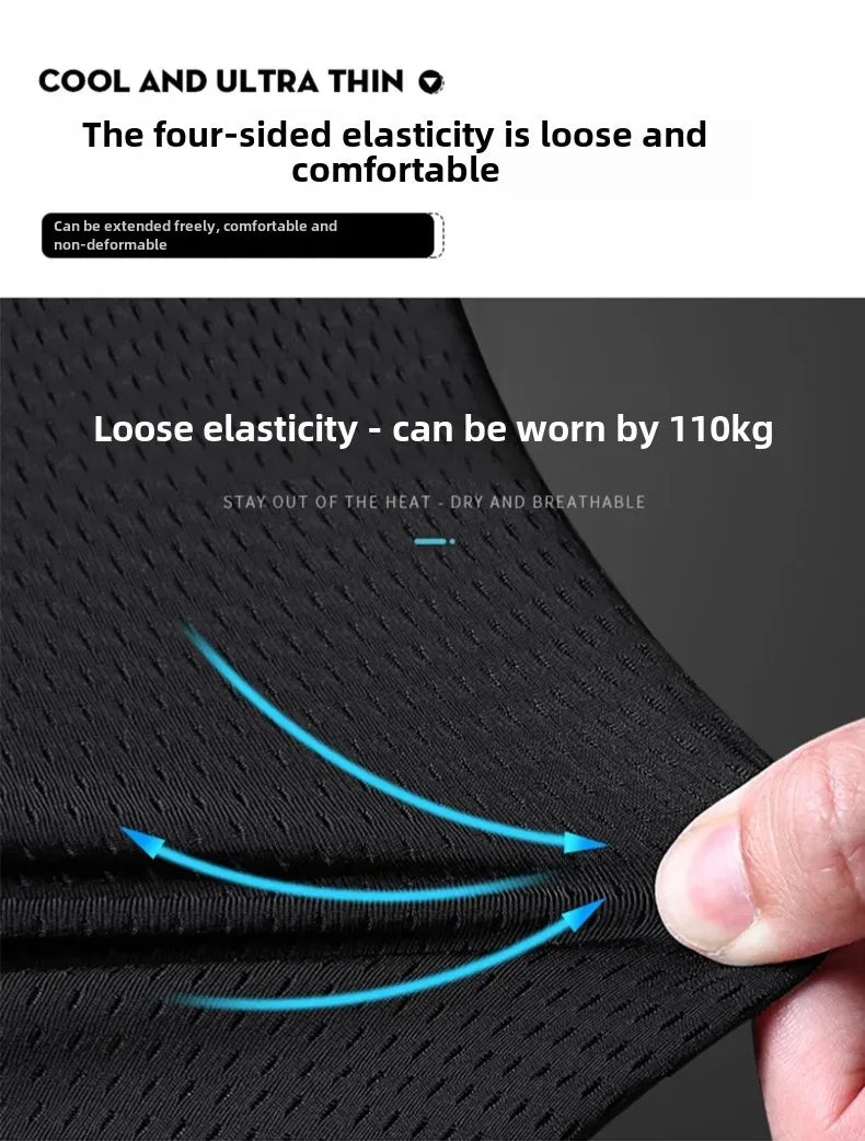 Men's Ice Silk Vest Round Neck Mesh Breathable Quick Dry Sports Wide Shoulder Vest Outerwear Sleeveless Summer Fashion