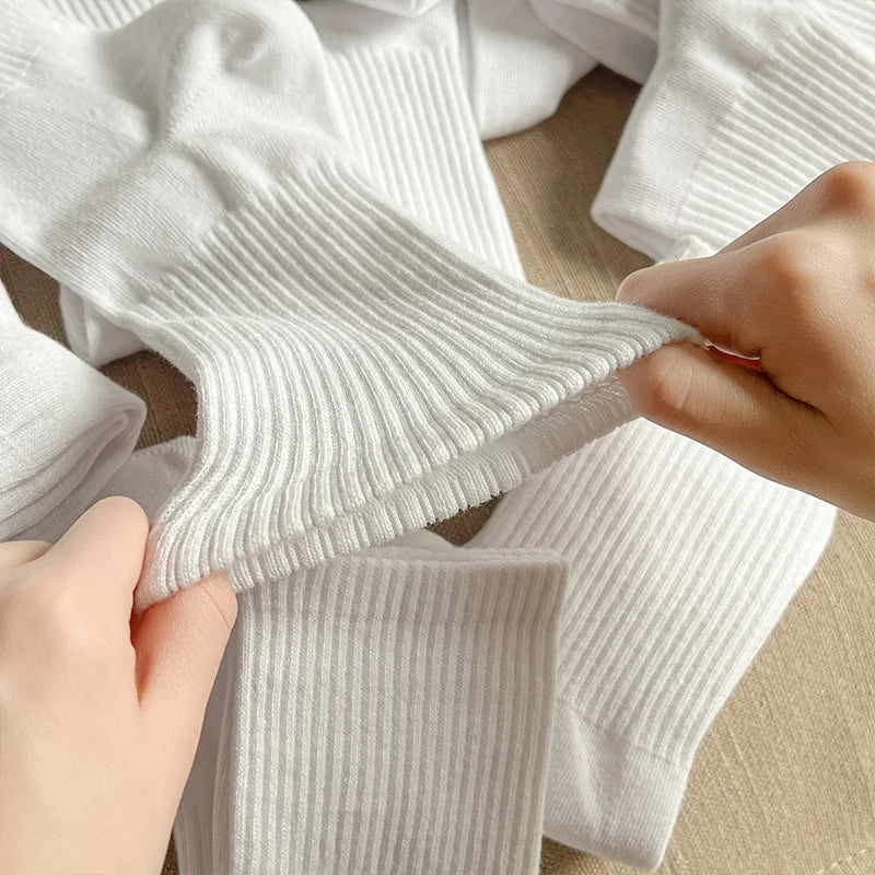 1/5Pairs New Men Cotton New Style White Socks Men Soft Breathable Sports Long Socks Summer Winter for Male Socks Plus Size