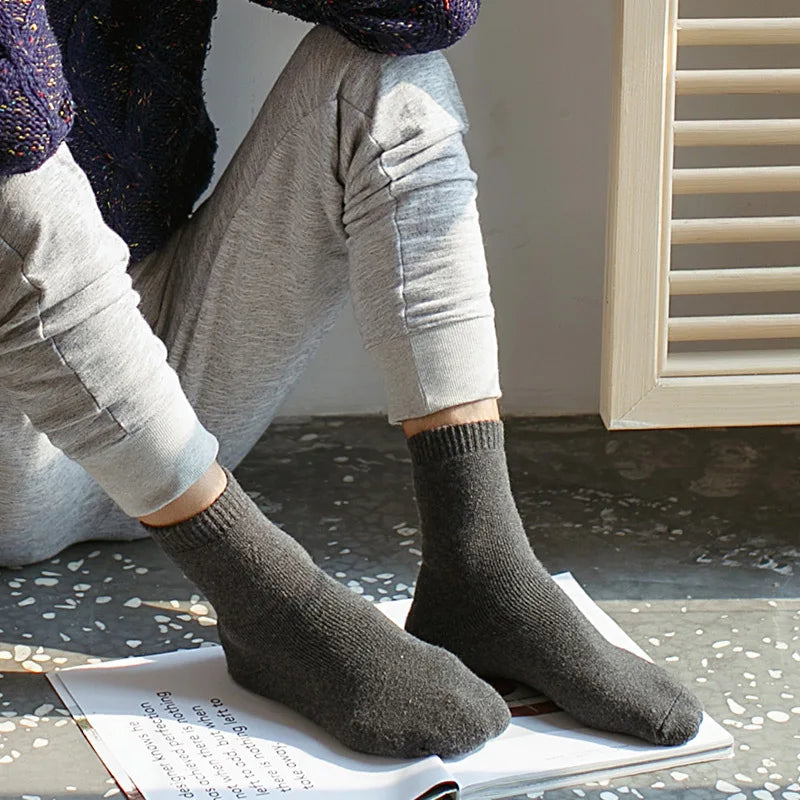 5 Pairs Winter Warm Men’s Socks thick Male Women Socks Super Thicker Solid Socks Winter Socks Against Cold Snow Terry Socks