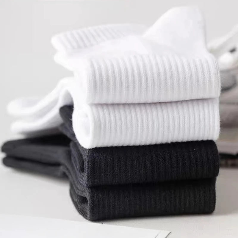 1/5Pairs New Men Cotton New Style White Socks Men Soft Breathable Sports Long Socks Summer Winter for Male Socks Plus Size